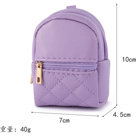 Women's Pink Mini Zipper Leather Cosmetic Cute Key Chains Keyrings Bag - Picture 7 of 7